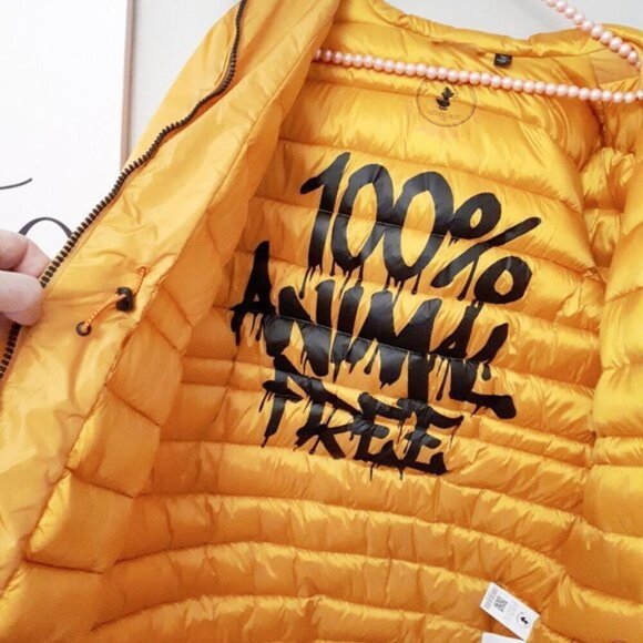 NWT Save The Duck marigold yellow gold mustard water repellent hooded jacket - Picture 11 of 12
